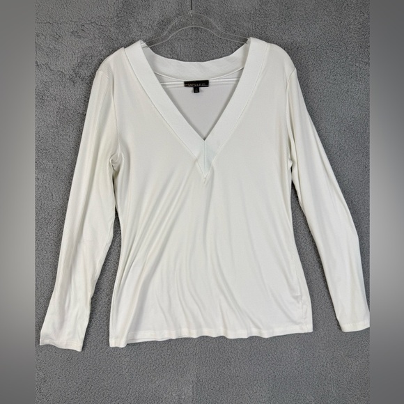 Capsule 121 women’s ribbed knit neck top white L preowned - Picture 1 of 7